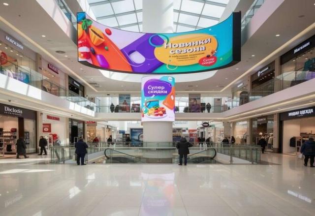 Гибкие светодиодные экраны для ТЦ и магазинов