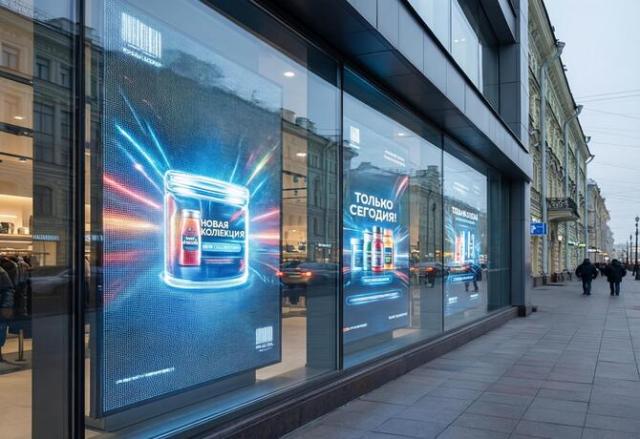 Прозрачные светодиодные экраны для фасадов зданий