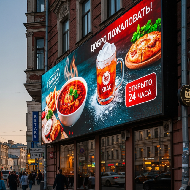 Видеовывески для ресторанов и кафе