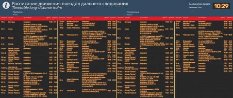Табло светодиодное Расписание движения поездов дальнего следования